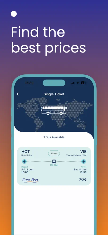 EuroBus mobile app ticket results and prices