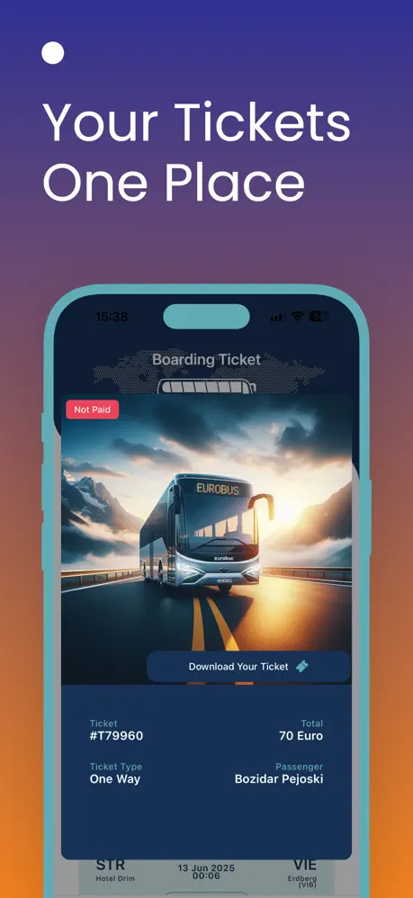 EuroBus mobile app boarding ticket wallet