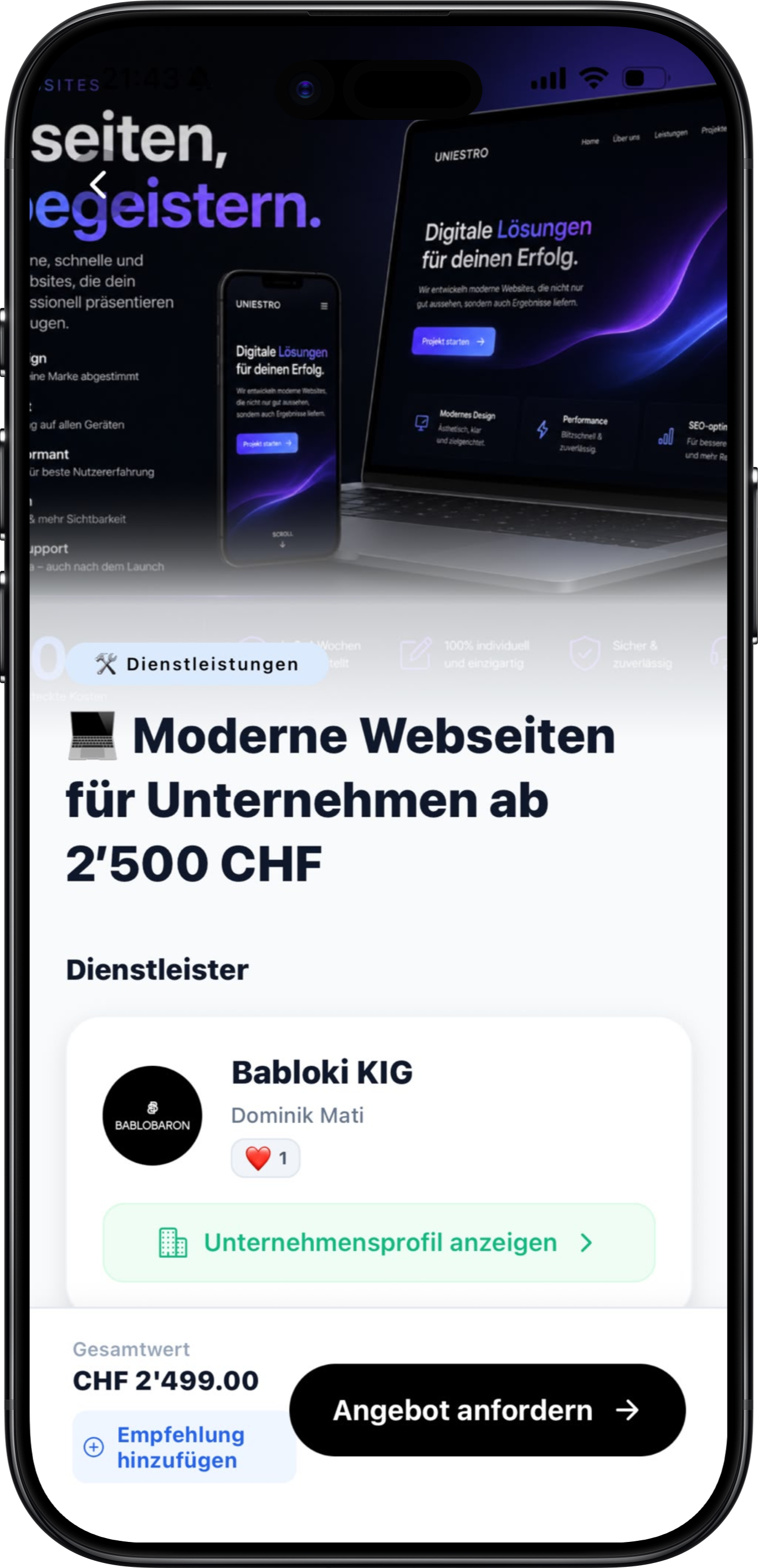 Uniestro Pay & Escrow Checkout mobile screen