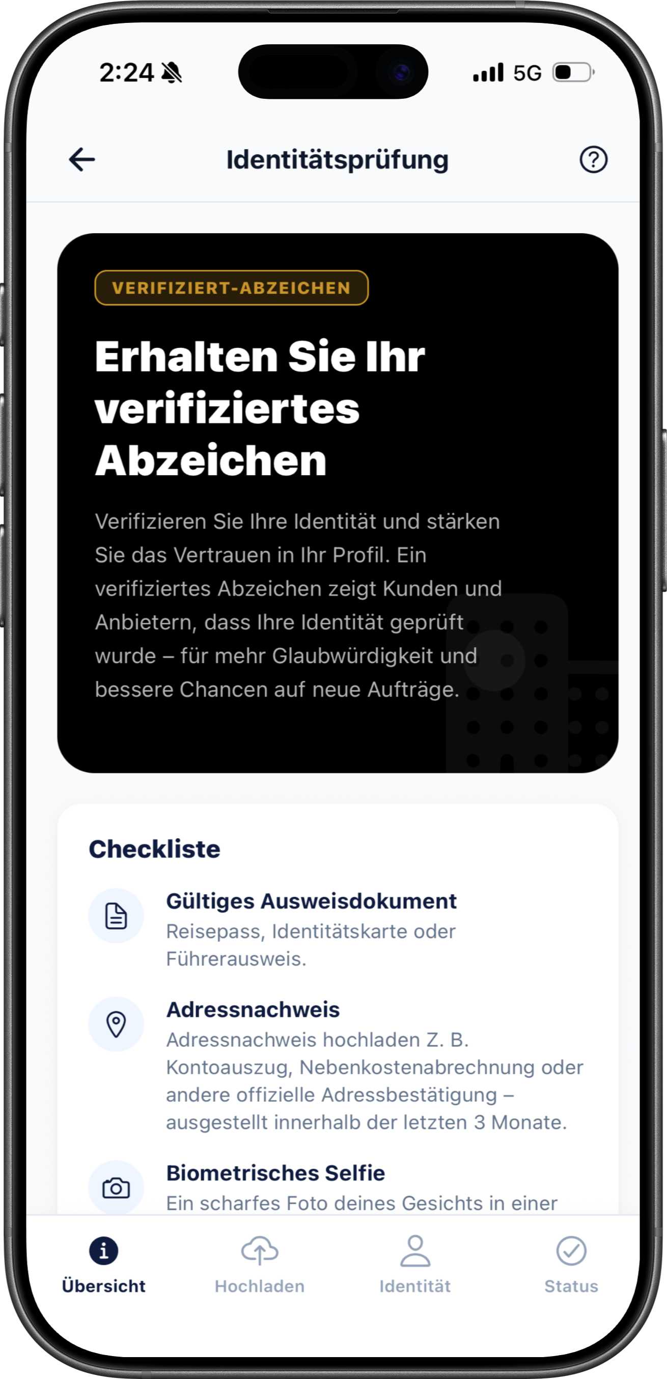 KYC Identity Verification mobile screen