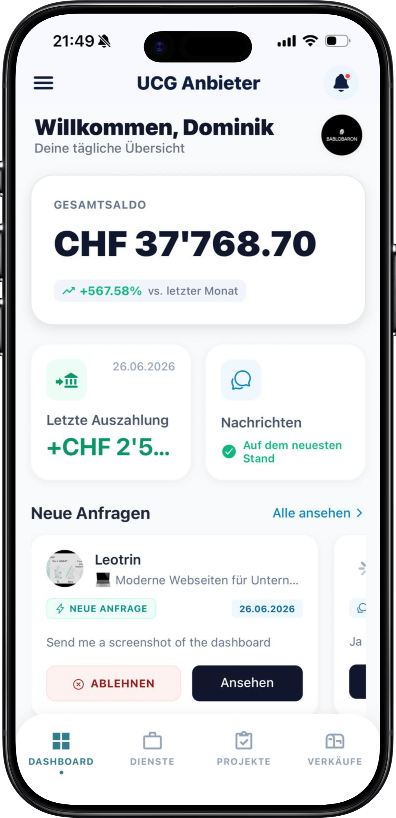 Provider Operations & Catalog mobile screen